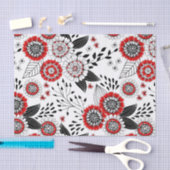 赤と黒葉のドードルの花と花 薄葉紙 (クラフト)