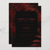 赤と黒離れのゴシック結婚ズのハンスト 招待状 (正面/裏面)