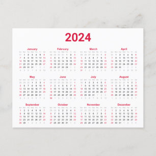 赤と黒2024年At Glanceカレンダー ポストカード