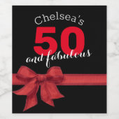 赤と黒50エレガントと素晴らしい誕生日パー ワインラベル (シングルラベル)