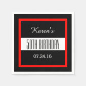 赤と黒50誕生日カスタムV004 スタンダードカクテルナプキン (正面)