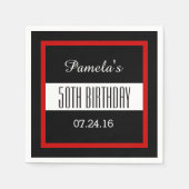 赤と黒50誕生日カスタムV014 スタンダードカクテルナプキン (正面)