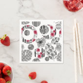 赤と黒、キルティング、パッチワーク素朴、モダン、 スタンダードカクテルナプキン (インサイチュ)