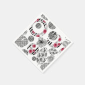 赤と黒、キルティング、パッチワーク素朴、モダン、 スタンダードカクテルナプキン (角)