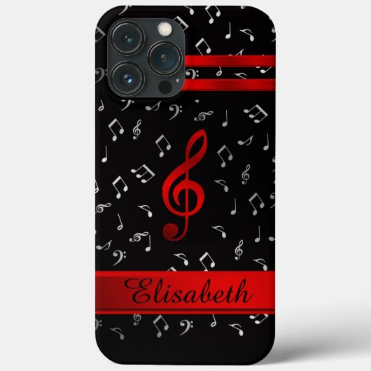 赤と黒、シルバーの音符 オターケース OtterB Case-Mate iPhoneケース (裏面)
