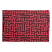 赤と黒 |幾何迷路パターン 枕カバー (裏面)
