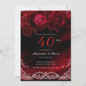 赤と黒 結婚40周年 招待状 (正面)