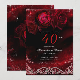 赤と黒 結婚40周年 招待状