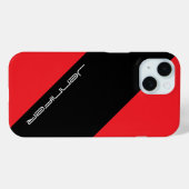 赤と黒、1つのストライプ、名前、ミニマリスト Case-Mate iPhoneケース (裏面 (横))