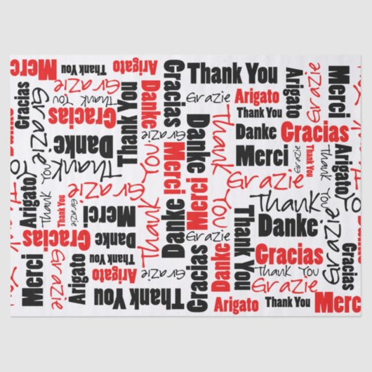 赤と黒THANK YOU Word Collage 薄葉紙 (正面)