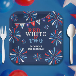 赤と2歳の誕生日 ペーパープレート