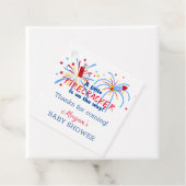 赤と7月の赤ちゃんシャワーの好意 フェイバータグ (インサイチュ)