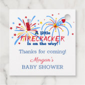 赤と7月の赤ちゃんシャワーの好意 フェイバータグ (裏面)