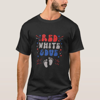 赤と7月妊娠ドレスベビーの正四日 Tシャツ