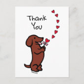 赤なめらかな髪のダシュントハートありがとう ポストカード (正面)