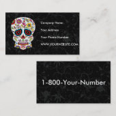 赤によってはメキシコ入れ墨の砂糖のスカルが開花します 名刺 (正面/裏面)