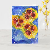 赤によっては~の挨拶状が開花します カード (黄色い花)