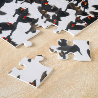 赤によってクロドリのMurmurationの飛ぶパズル ジグソーパズル