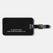 赤によってステッチされるリボンのパーソナライズでガーリーなモノグラム ラゲッジタグ (裏面横)