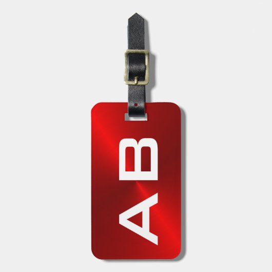赤によってブラシをかけられる金属モノグラムのイニシャル ラゲッジタグ (正面縦)