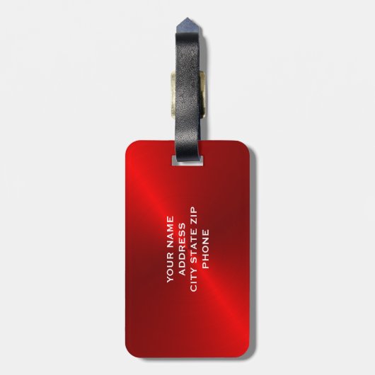 赤によってブラシをかけられる金属モノグラムのイニシャル ラゲッジタグ (裏面縦)
