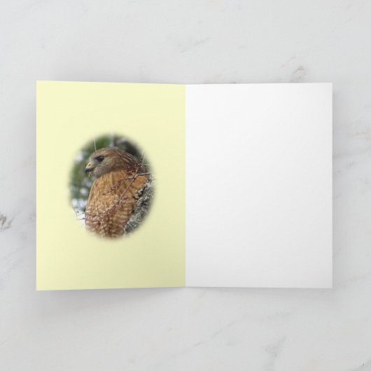 赤によって後につかれるタカの挨拶状 カード (内部)