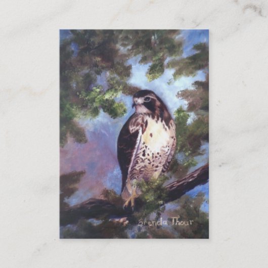 赤によって後につかれるタカの芸術カード 名刺 (正面)