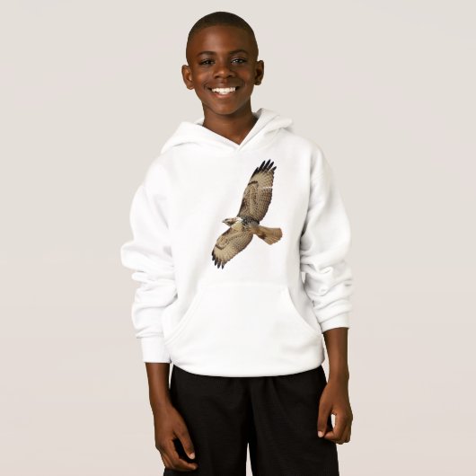 赤によって後につかれるタカの鳥の野性生物動物はTシャツをからかいます (正面フル)