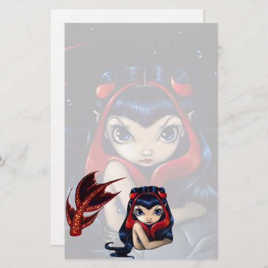 "赤によって後につかれる人魚"の文房具 便箋 (正面/裏面)