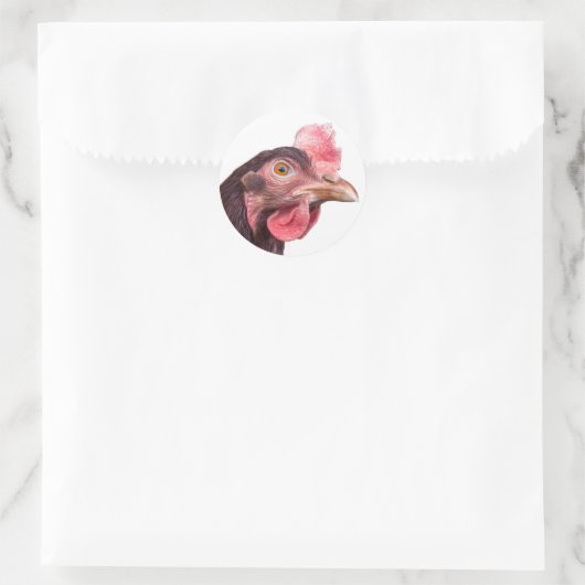 赤によって羽をつけられる鶏の卵の層の雌鶏 ラウンドシール (バッグ)