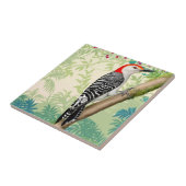 赤によって膨らまされるキツツキの野生の鳥のタイル タイル (側面)