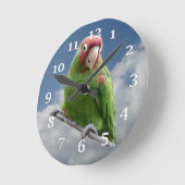 赤によって覆われるインコの柱時計 ラウンド壁時計 (傾斜)