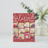 赤によって賛美される年の検討のクリスマスの写真のコラージュ 案内ポストカード (スタンド正面)