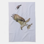 赤によって追跡されているミサゴによってはクロドリが飛びました キッチンタオル (縦)