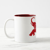 赤によって飛ぶ象 ツートーンマグカップ (左)