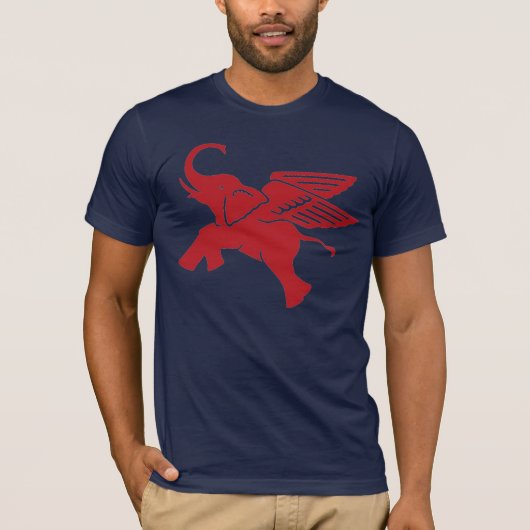 赤によって飛ぶ象 Tシャツ (正面)