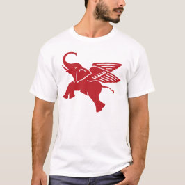 赤によって飛ぶ象 Tシャツ