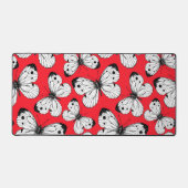 赤にキャベツの蝶のパターン デスクマット (正面)