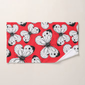 赤にキャベツの蝶のパターン バスタオルセット (ハンドタオル)