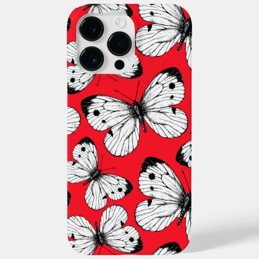 赤にキャベツの蝶のパターン Case-Mate iPhoneケース (裏面)