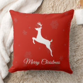 赤にクラシックは白いトナカイとメリークリスマス クッション (ブランケット)