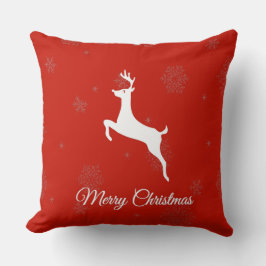 赤にクラシックは白いトナカイとメリークリスマス クッション