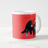 赤にクリスマスの猫タキシード ジャンボコーヒーマグカップ (正面右)