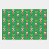 赤にコンフェッティ、くるみ割り人形、トナカイ＆雪の結晶 ラッピングペーパーシート (正面3)