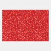 赤にコンフェッティ、くるみ割り人形、トナカイ＆雪の結晶 ラッピングペーパーシート (正面)