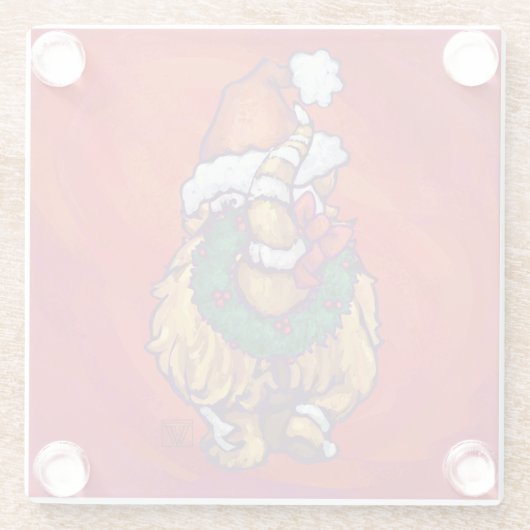 赤にジンジャーキャットクリスマス ガラスコースター (裏面)