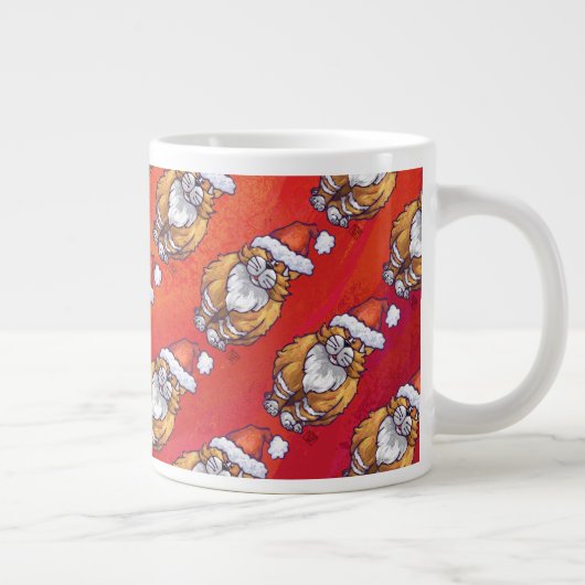 赤にジンジャーキャットクリスマス ジャンボコーヒーマグカップ (右)