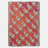 赤にジンジャーキャットクリスマス スローブランケット (正面縦)