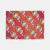 赤にジンジャーキャットクリスマス フリースブランケット (正面(横))