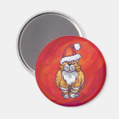 赤にジンジャーキャットクリスマス マグネット (正面/裏面)